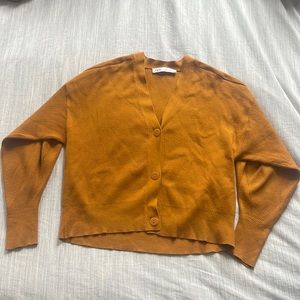 Zara orange/mustard button up sweater